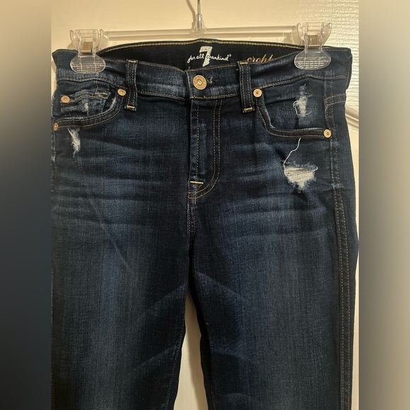 Women’s 7 For All Mankind Distressed Ripped‎ Cropped Boot Dark Denim. Size 25. - Picture 4 of 8